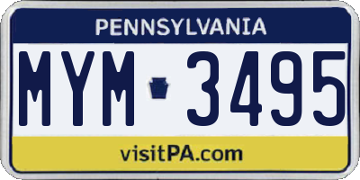 PA license plate MYM3495