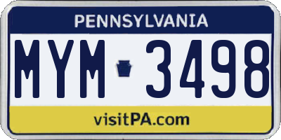 PA license plate MYM3498