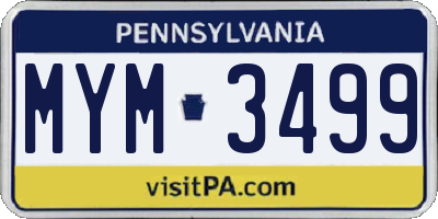 PA license plate MYM3499