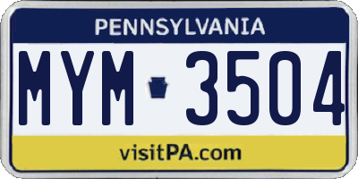 PA license plate MYM3504
