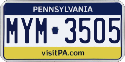 PA license plate MYM3505