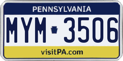 PA license plate MYM3506