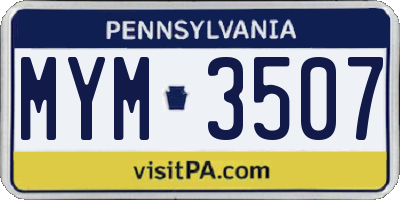 PA license plate MYM3507