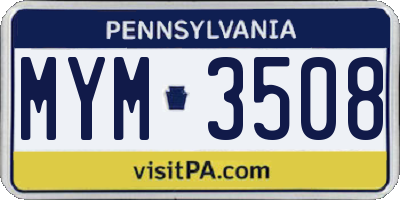 PA license plate MYM3508