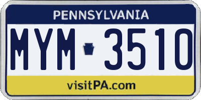 PA license plate MYM3510