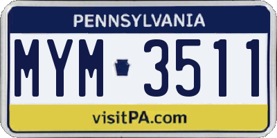 PA license plate MYM3511
