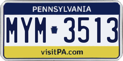 PA license plate MYM3513