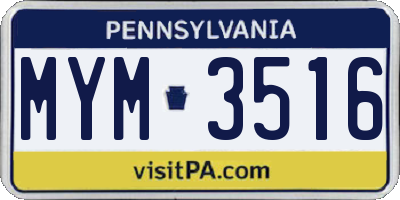 PA license plate MYM3516