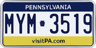 PA license plate MYM3519