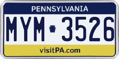 PA license plate MYM3526