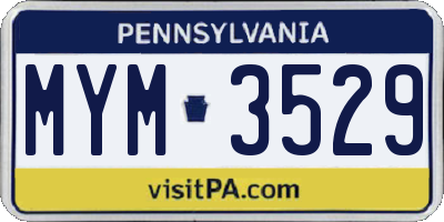 PA license plate MYM3529