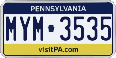 PA license plate MYM3535