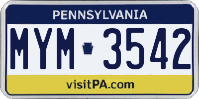 PA license plate MYM3542