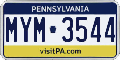 PA license plate MYM3544