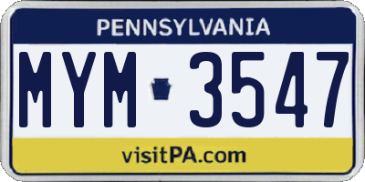 PA license plate MYM3547