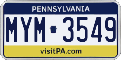 PA license plate MYM3549
