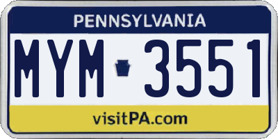 PA license plate MYM3551