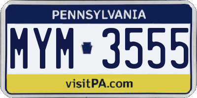 PA license plate MYM3555