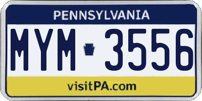 PA license plate MYM3556