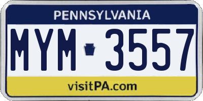 PA license plate MYM3557