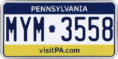 PA license plate MYM3558
