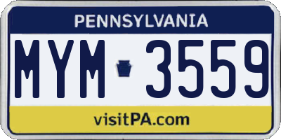 PA license plate MYM3559