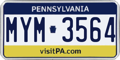 PA license plate MYM3564