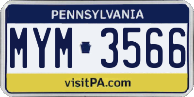 PA license plate MYM3566