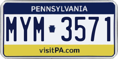 PA license plate MYM3571