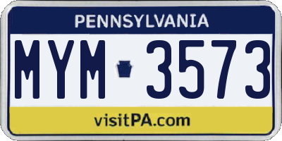 PA license plate MYM3573