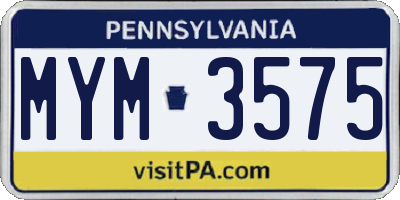 PA license plate MYM3575