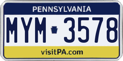 PA license plate MYM3578