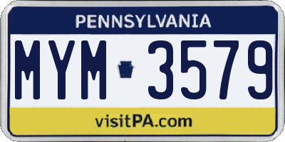 PA license plate MYM3579