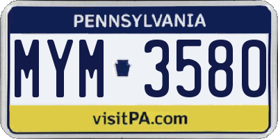PA license plate MYM3580