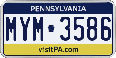 PA license plate MYM3586