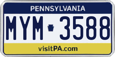 PA license plate MYM3588