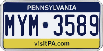 PA license plate MYM3589