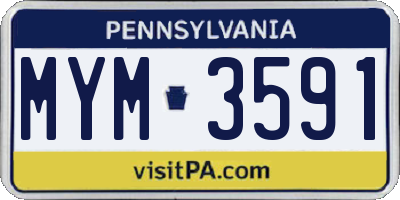 PA license plate MYM3591