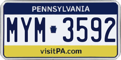 PA license plate MYM3592