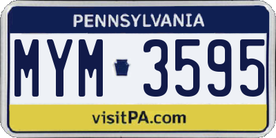 PA license plate MYM3595
