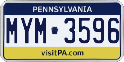 PA license plate MYM3596