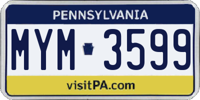 PA license plate MYM3599
