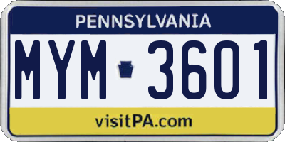 PA license plate MYM3601