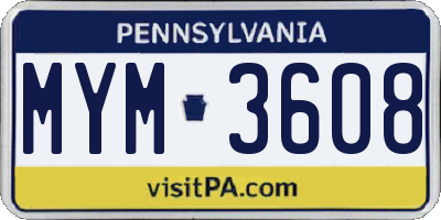 PA license plate MYM3608