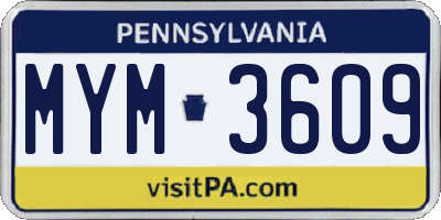 PA license plate MYM3609
