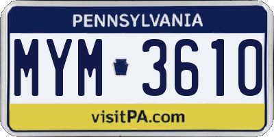 PA license plate MYM3610