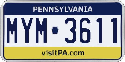 PA license plate MYM3611
