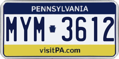 PA license plate MYM3612