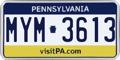 PA license plate MYM3613