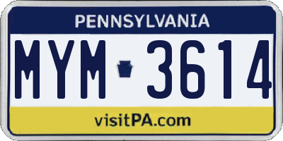 PA license plate MYM3614